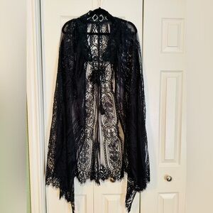 Emprada Black Lace Wrap Tie Skirt in size S